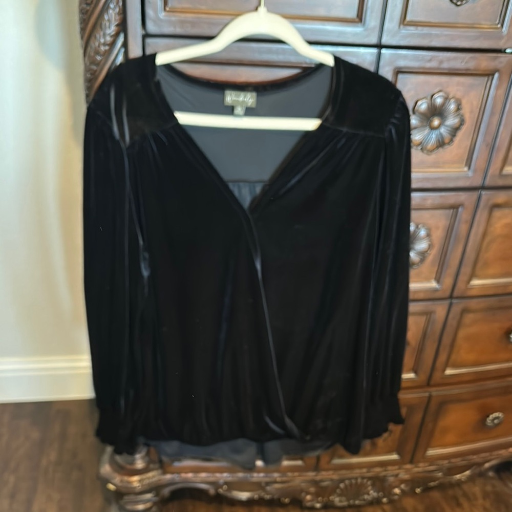 Wonderly Black Wrap Blouse Long Sleeve